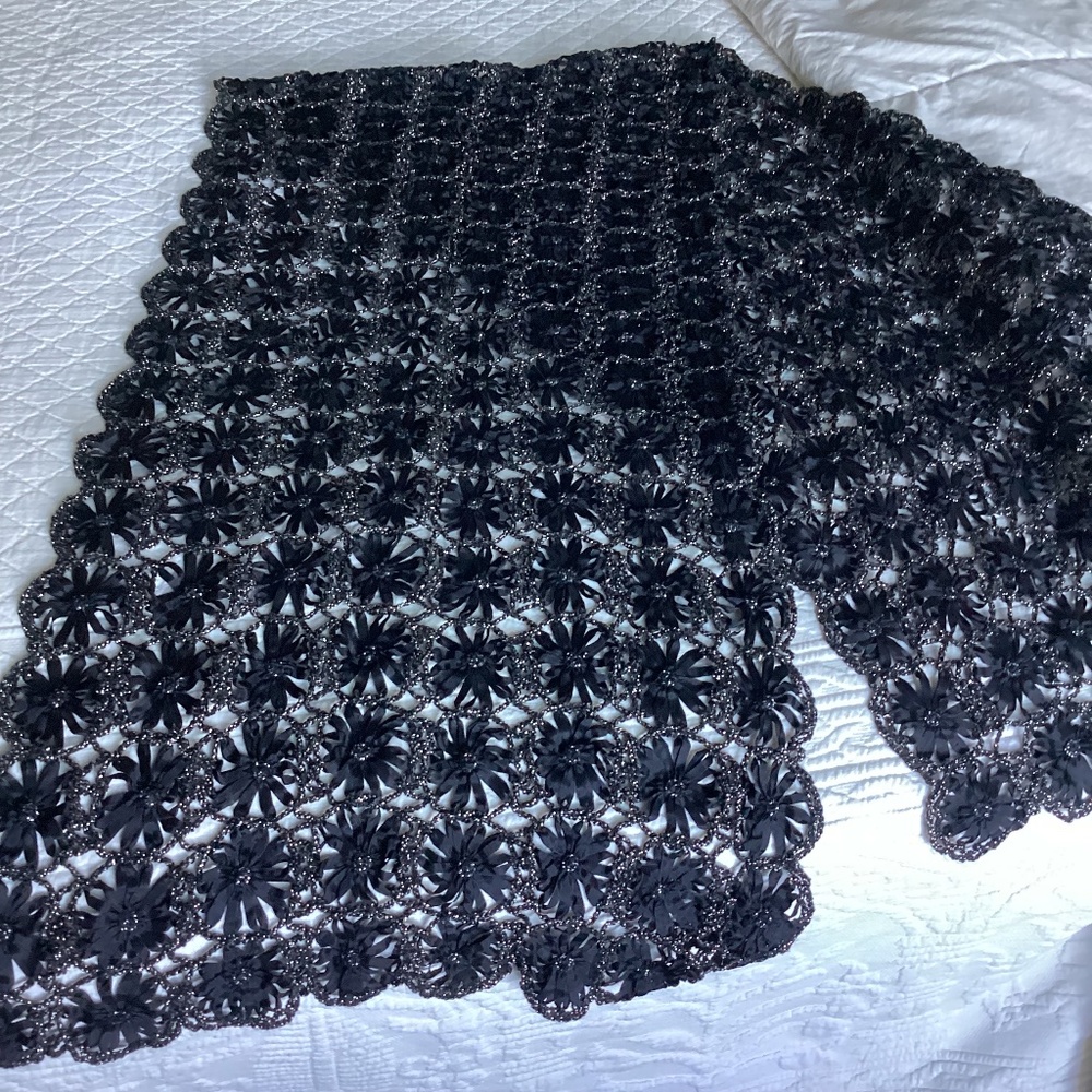 Halloween Black and silver table runner 66 inches by 15 glitter ribbon